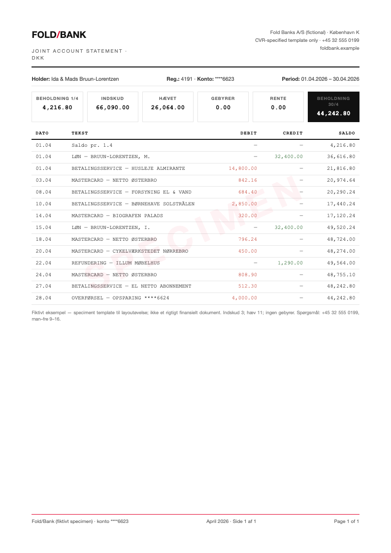 Minimalist Grid Bank Statement